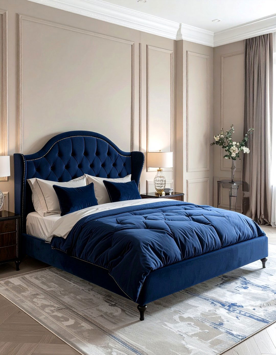 Taupe Bedroom and Navy Blue Combination - 20 Taupe Bedroom Ideas for a Calming and Cozy Retreat