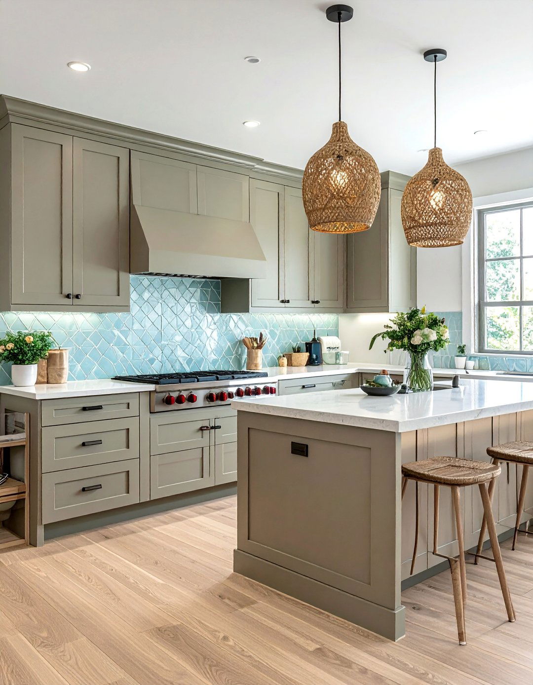 Taupe Kitchen Cabinets in a Coastal Design - 25 Stunning Taupe Kitchen Cabinet Design Ideas