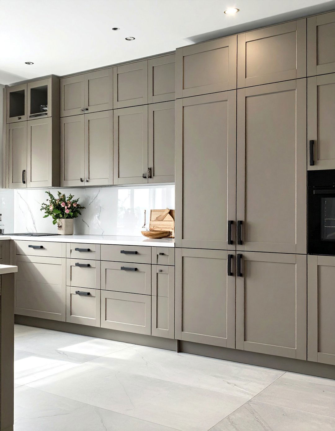 Taupe Kitchen Cabinets with Black Hardware - 25 Stunning Taupe Kitchen Cabinet Design Ideas