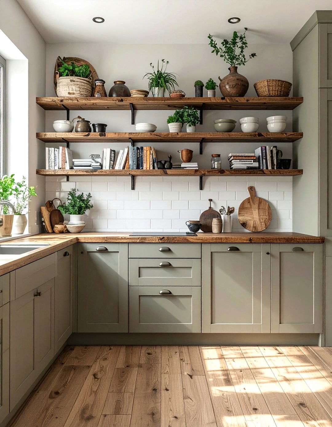 Taupe Kitchen Cabinets with Open Shelving - 25 Stunning Taupe Kitchen Cabinet Design Ideas