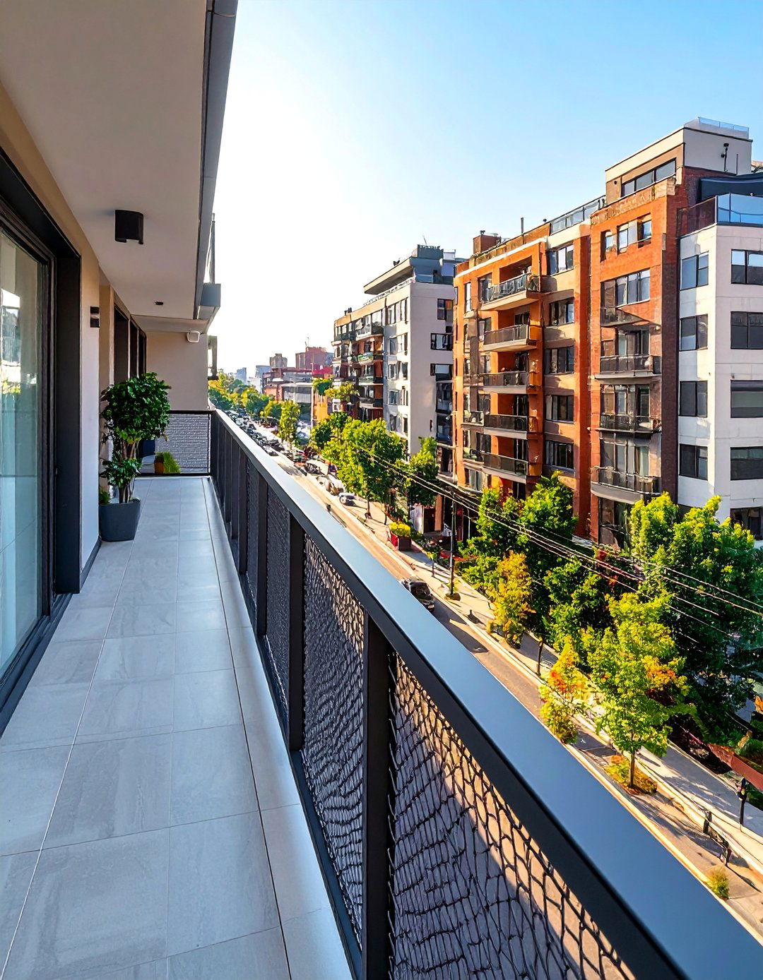 Tensioned Wire Mesh Balcony Railing - 25 Balcony Railing Design Ideas for Stylish Homes