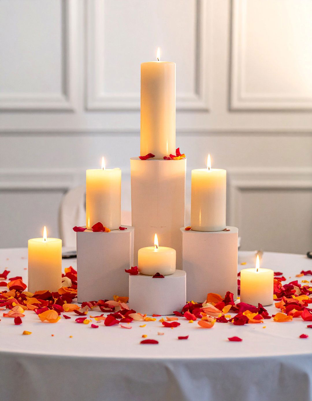Terraced Candle Displays - 30 Rehearsal Dinner Centerpiece Ideas for a Memorable Event