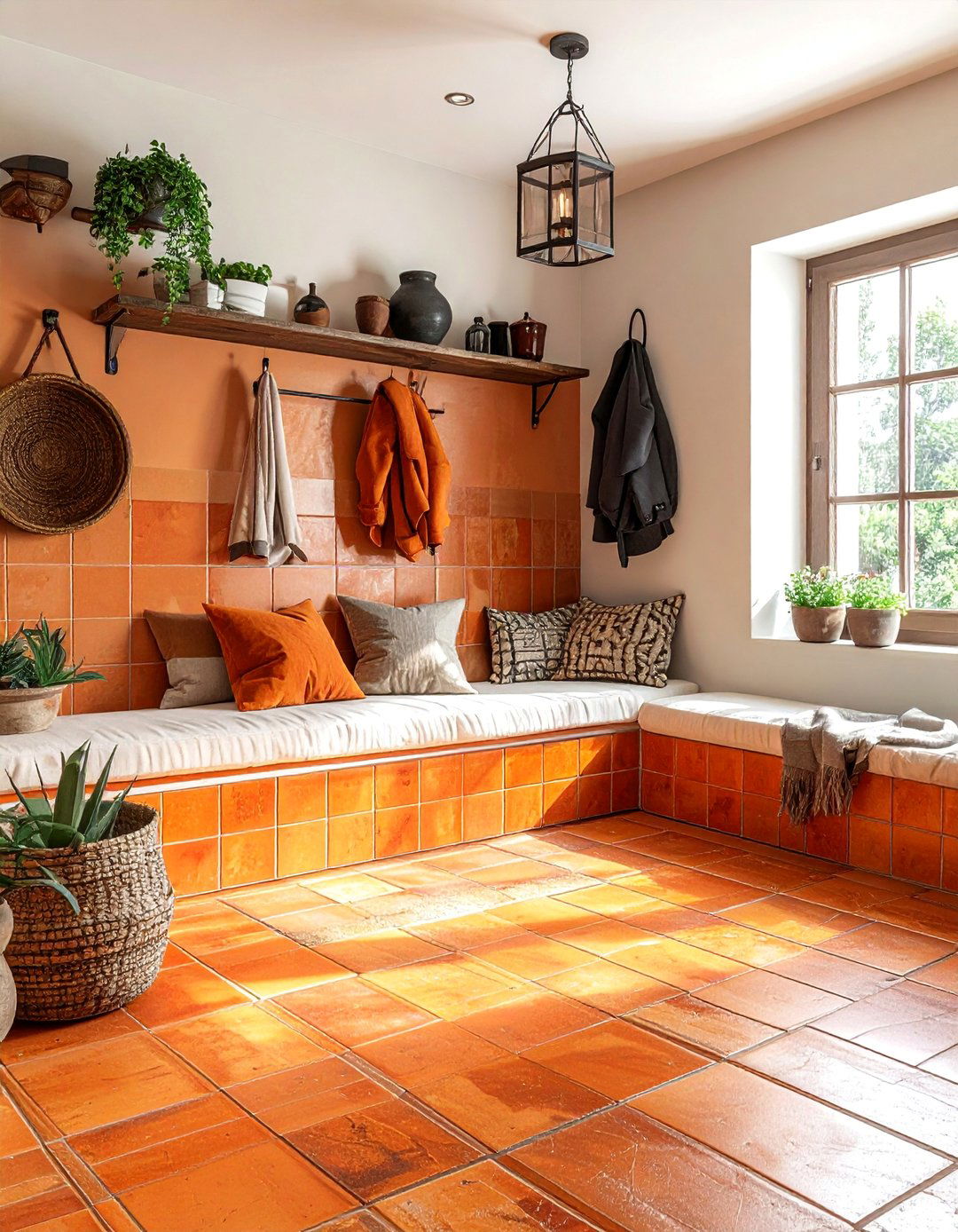 Terracotta Earth Tone Tiles - 15 Mudroom Tile Floor Ideas for Durability & Style