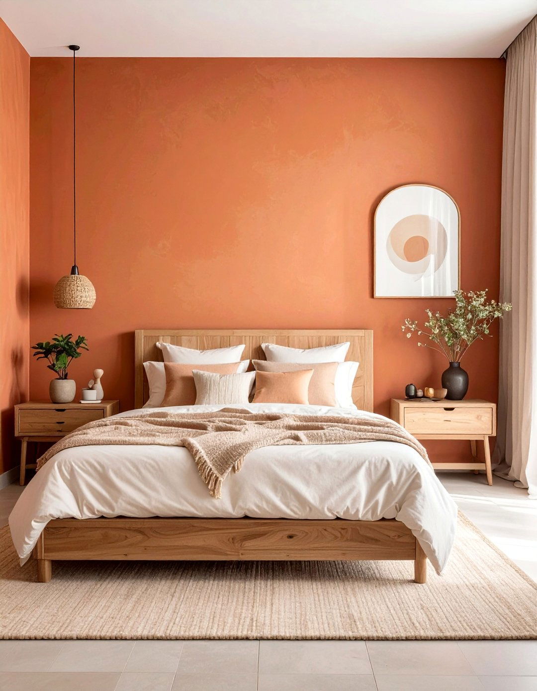 Terracotta and Natural Wood Tones - 20 Terracotta Bedroom Ideas for a Serene Retreat