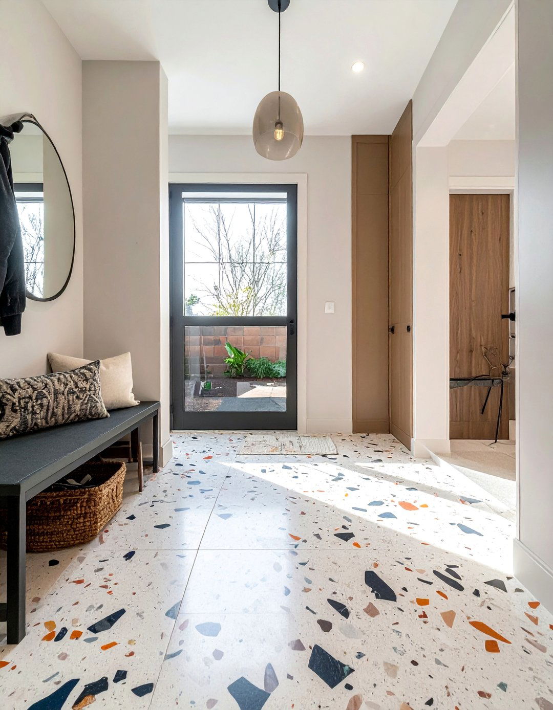 Terrazzo Composite Strength - 15 Mudroom Floor Ideas for a Functional Entryway