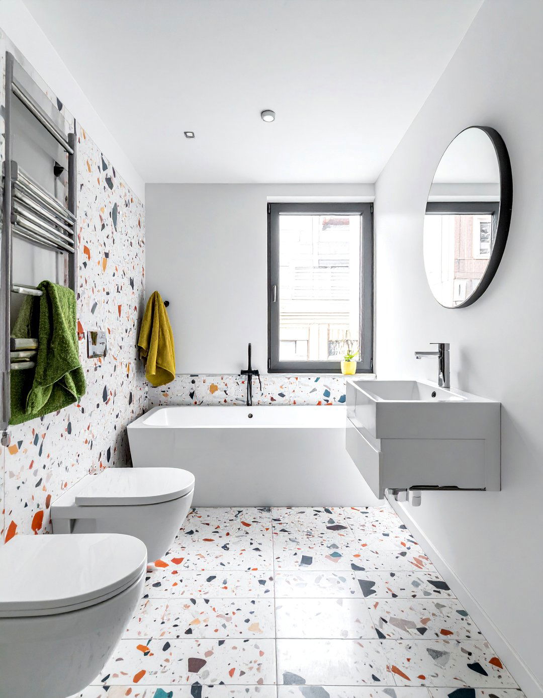 Terrazzo Look Small Bathroom Flooring - 15 Stylish Small Bathroom Flooring Ideas for Any Home