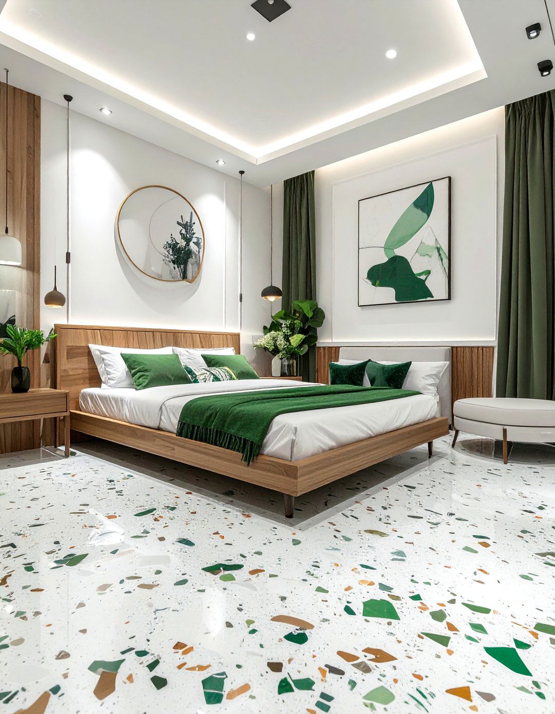Terrazzo Style Concrete Floor Bedroom - 20 Concrete Floor Bedroom Ideas for a Sleek Look