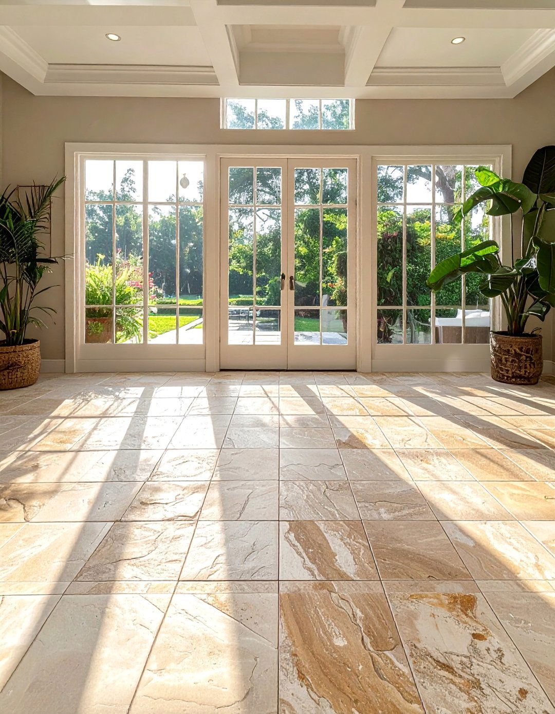 Textured Natural Stone Tiles - 15 Sunroom Tile Floor Ideas for a Bright and Cozy Space