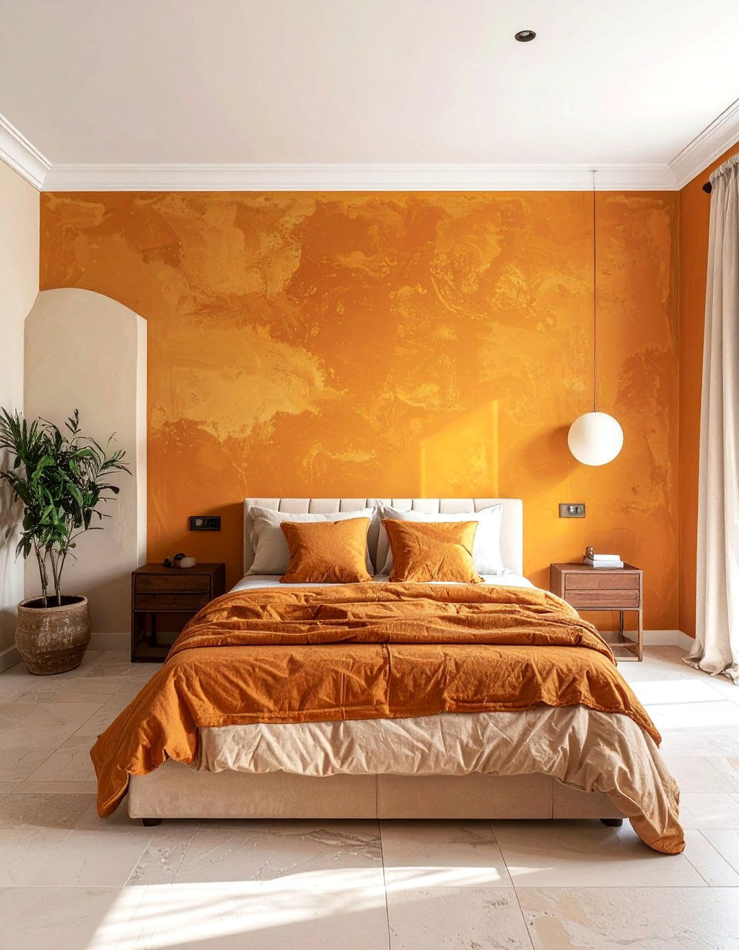 Textured Venetian Plaster Walls - 20 Tuscan Bedroom Ideas for a Warm and Inviting Space