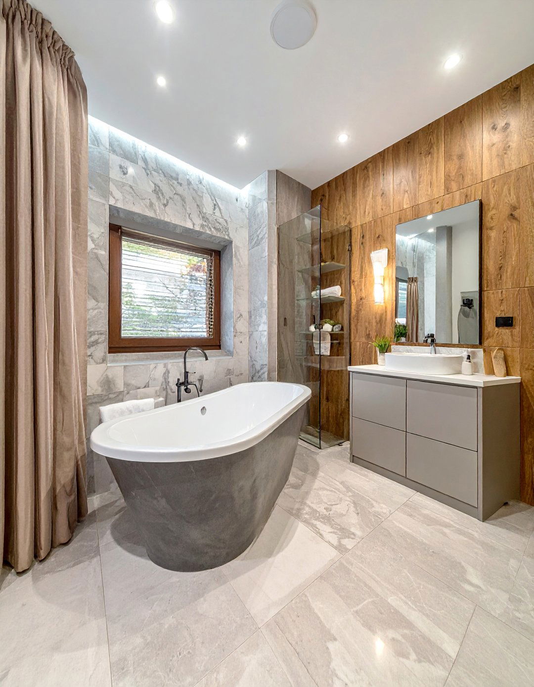 Textured Wall Treatments - 40 Elegant Primary Bathroom Ideas for a Luxurious Space