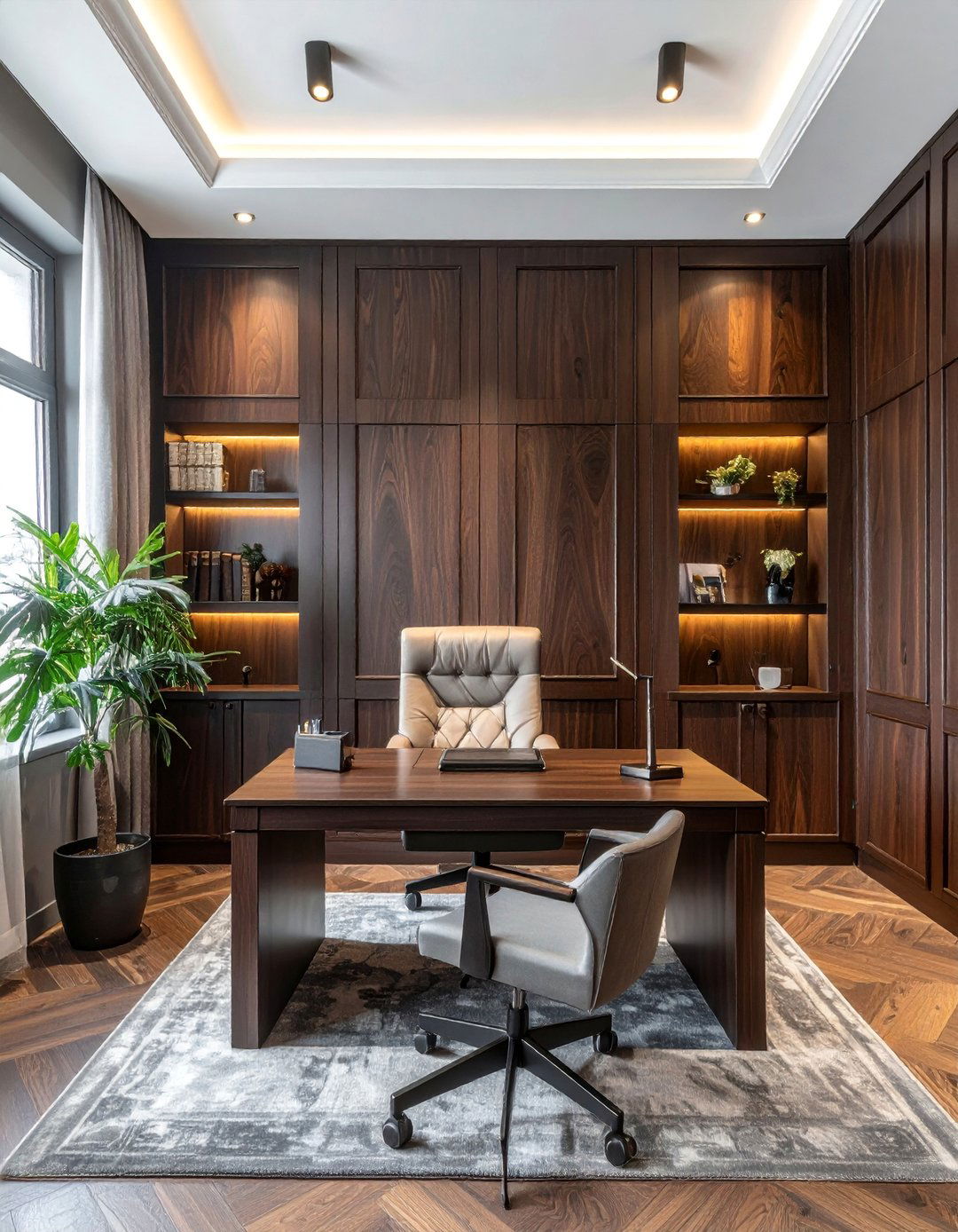 The Classic Touch of a Wood Paneled Wall - 20 Dark Academia Home Office Ideas for a Moody Vibe