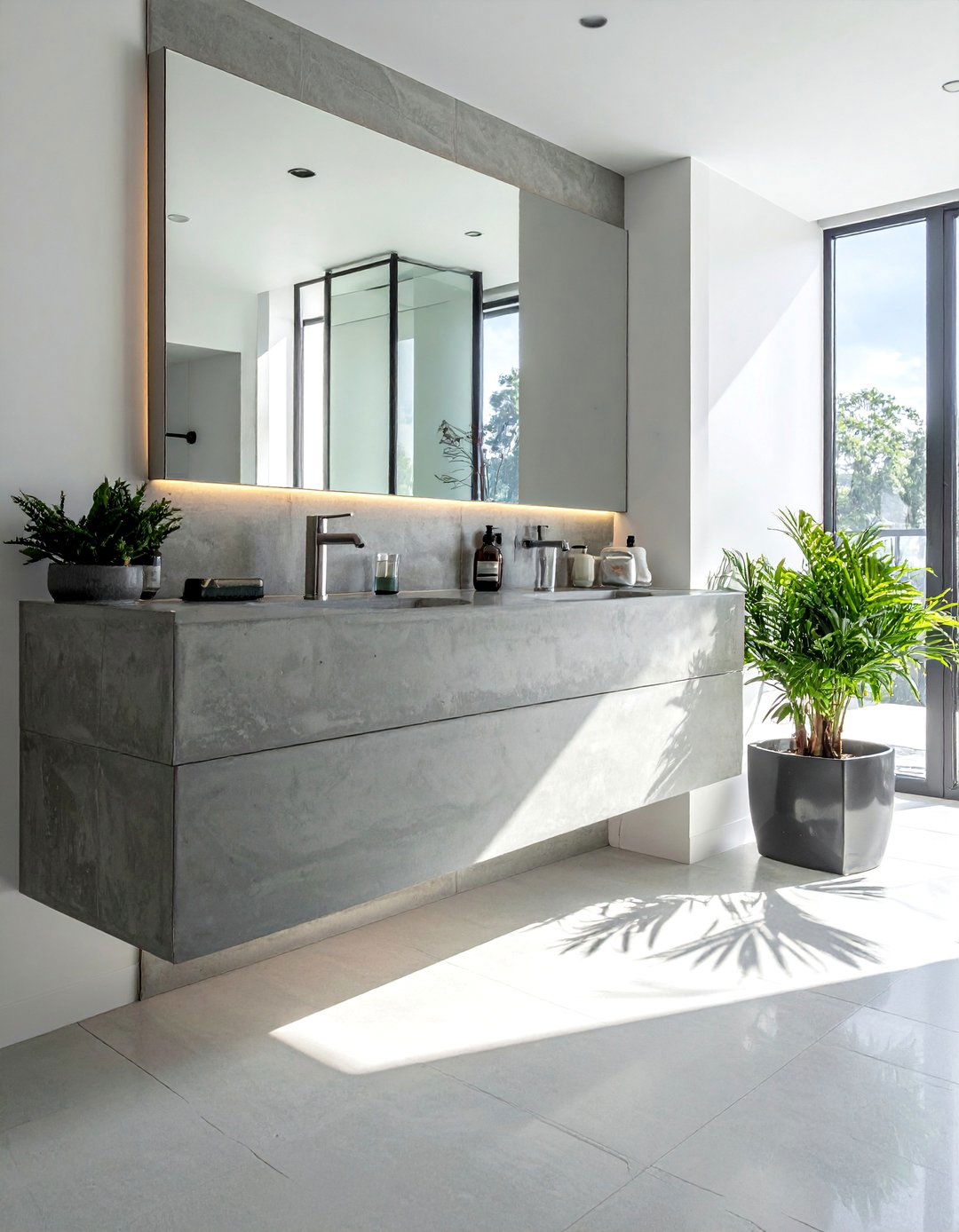 The Custom Concrete Bathroom Vanity - 30 Concrete Bathroom Ideas for a Modern Look