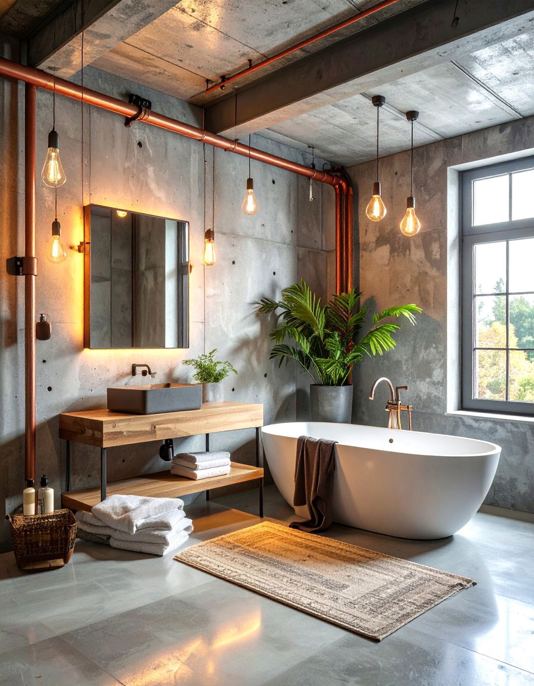 The Industrial Style Concrete Bathroom - 30 Concrete Bathroom Ideas for a Modern Look