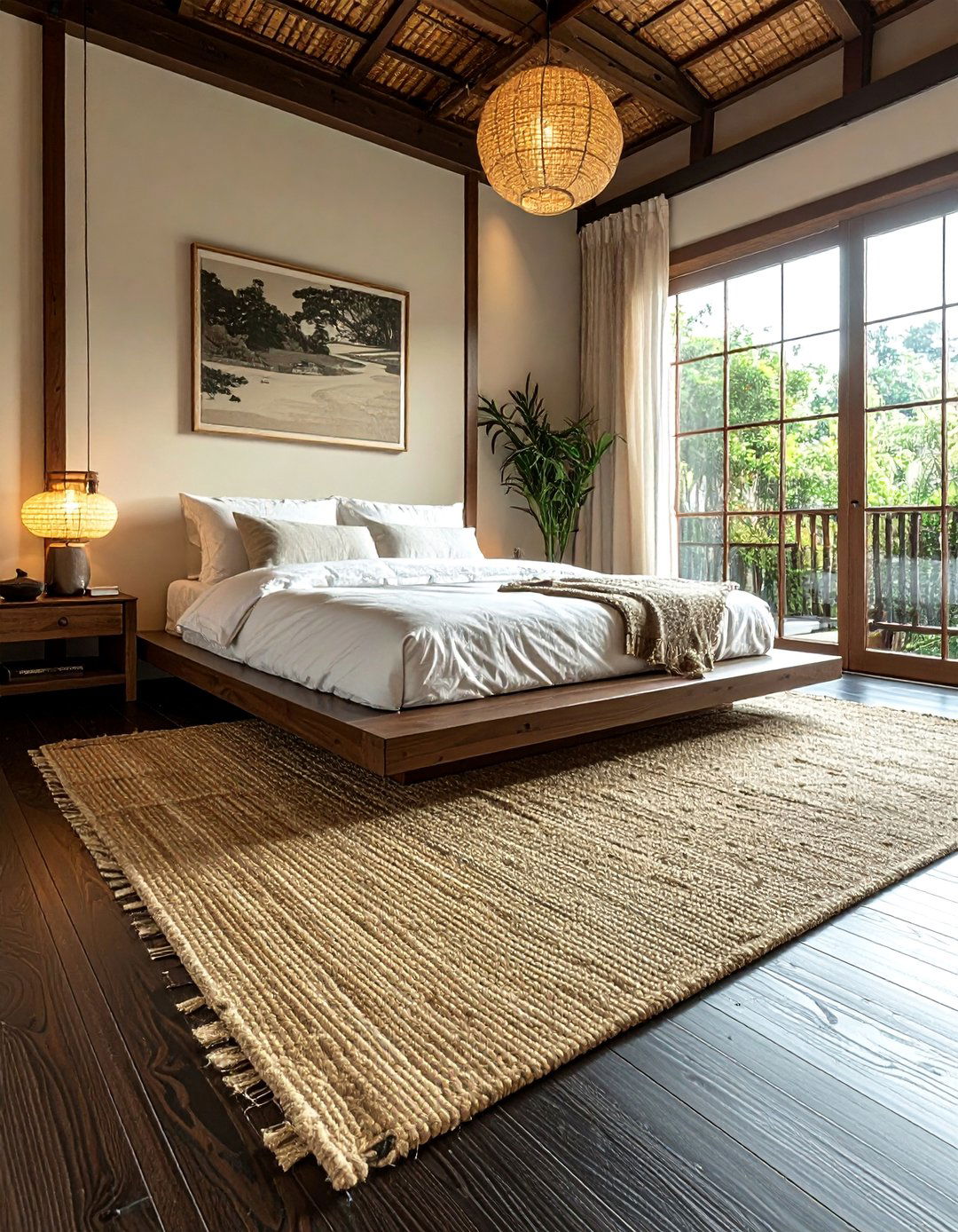 The Use of Natural Fiber Rugs in an Asian Bedroom - 20 Asian Bedroom Ideas for a Serene and Stylish Space
