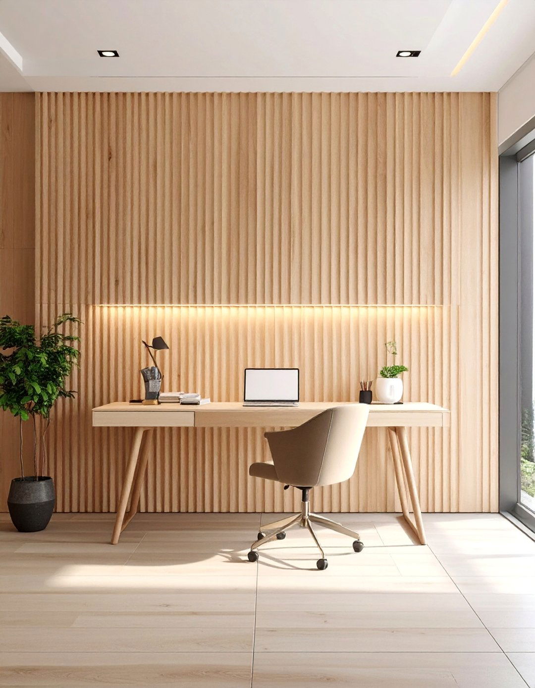 Thin Narrowly Spaced Wood Slat Accent Wall - 40 Wood Slat Accent Wall Ideas for Your Home