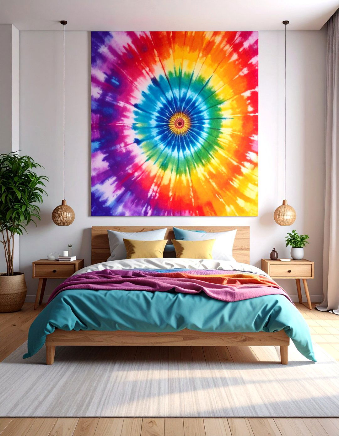 Tie Dye Wall Art - 25 Hippie Bedroom Ideas for a Bohemian Retreat