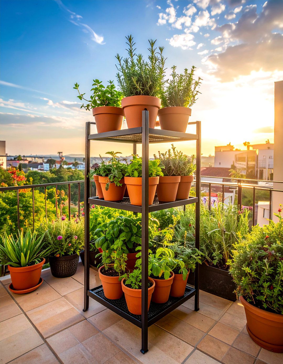Tiered Planter Stand Balcony Herb Garden - 20 Balcony Herb Garden Ideas for Fresh Flavors at Home