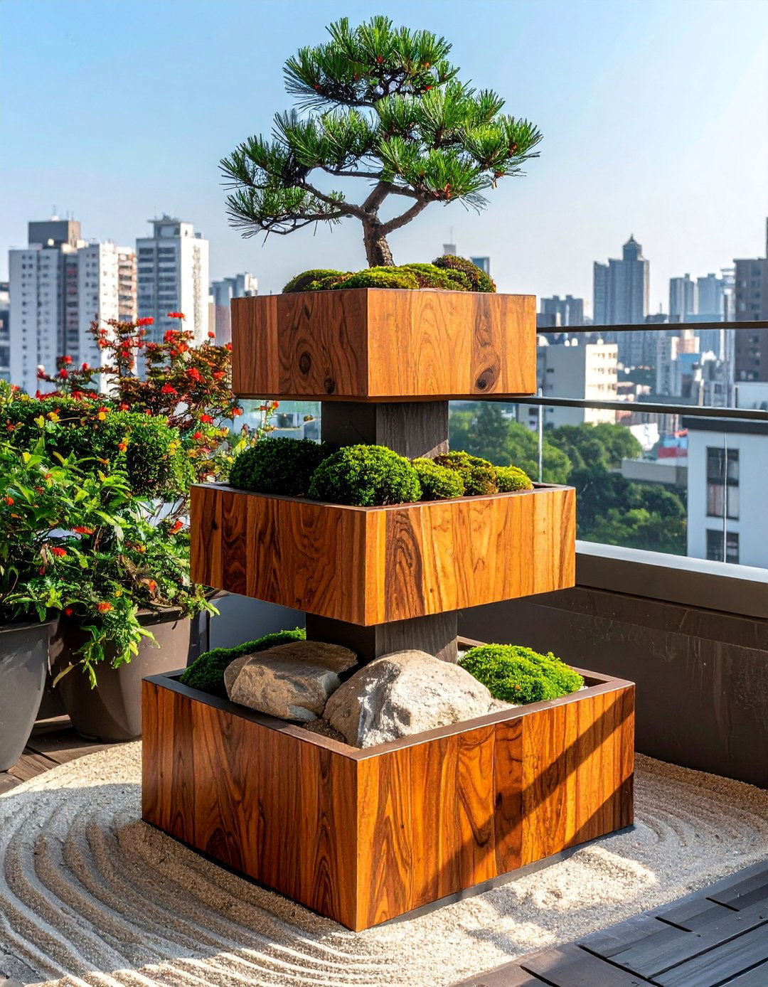 Tiered Zen Garden on a Small Balcony - 20 Small Zen Garden Ideas for a Peaceful Outdoor Retreat