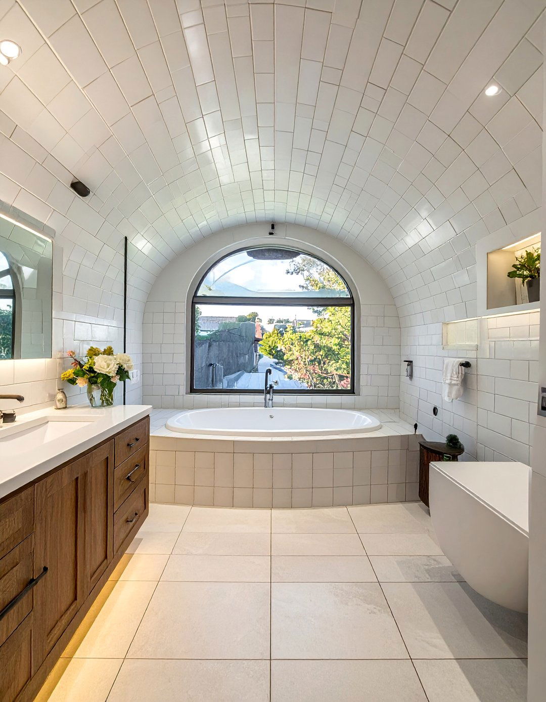 Tiled Barrel Ceiling for Spa Like Bathrooms - 20 Barrel Ceiling Ideas for a Unique Architectural Feature