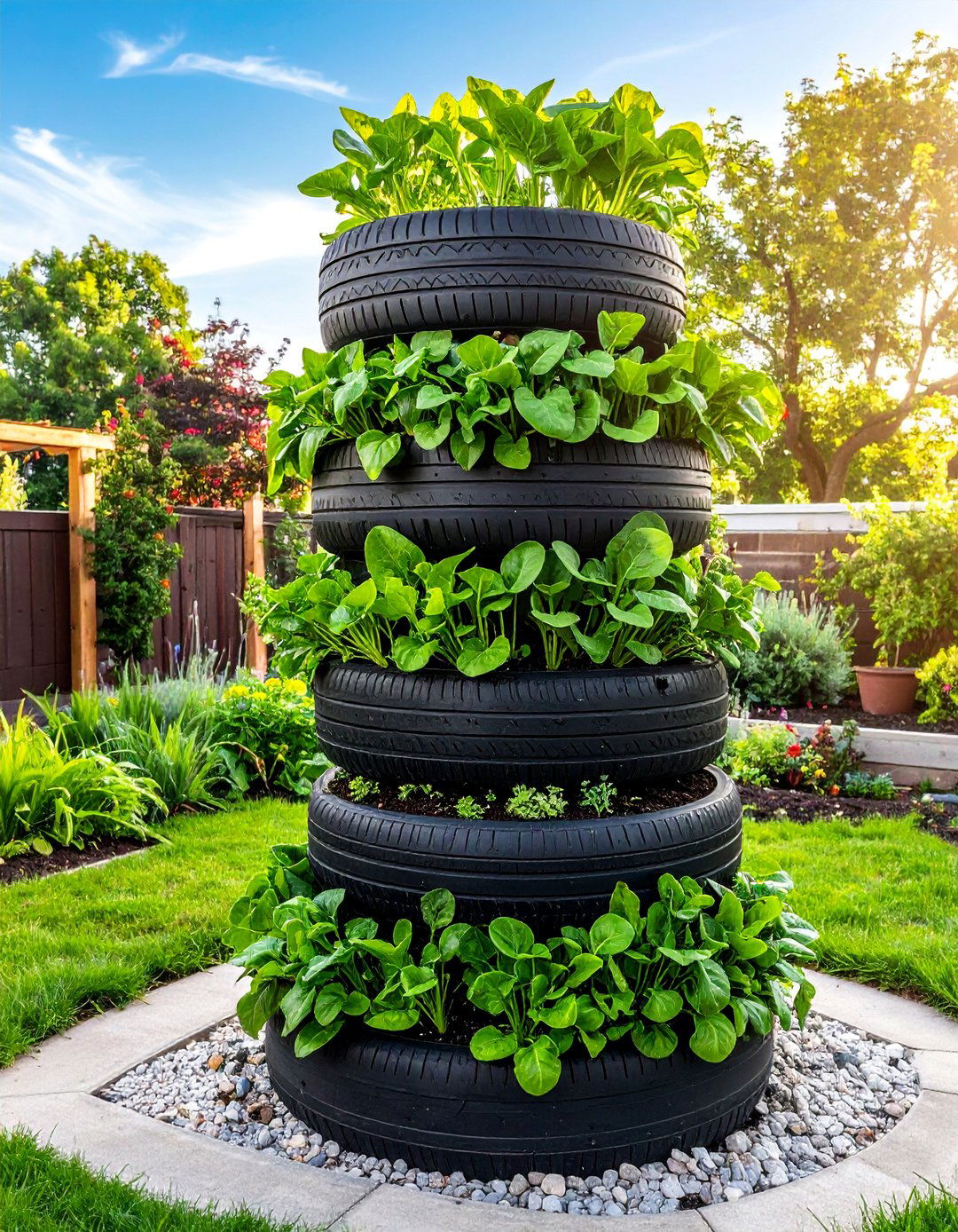 Tire Tower Gardens - 25 Budget-Friendly Raised Garden Bed Ideas for Your Backyard