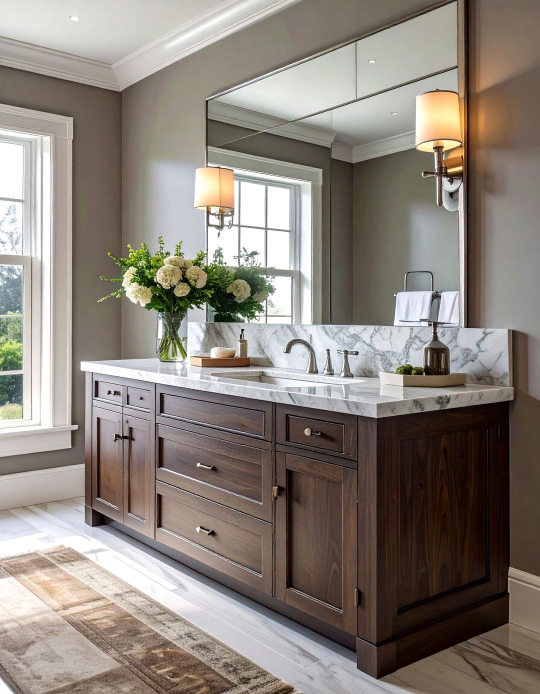 Traditional Bathroom with Marble Countertops - 20 Traditional Bathroom Ideas for a Classic and Elegant Space