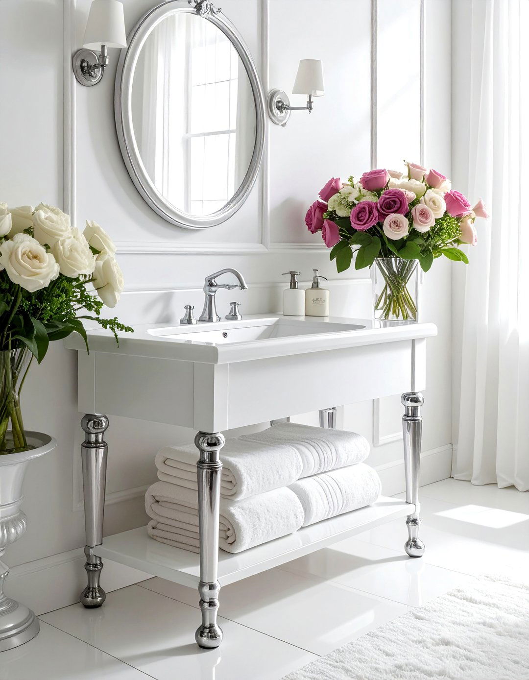 Traditional Bathroom with a Console Sink - 20 Traditional Bathroom Ideas for a Classic and Elegant Space