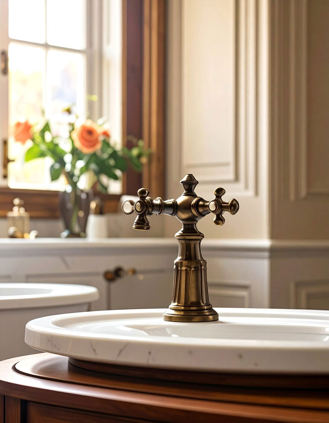Traditional Bathroom with a Cross Handle Faucet - 20 Traditional Bathroom Ideas for a Classic and Elegant Space