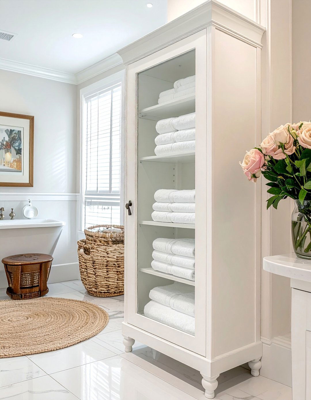 Traditional Bathroom with a Freestanding Storage Cabinet - 20 Traditional Bathroom Ideas for a Classic and Elegant Space
