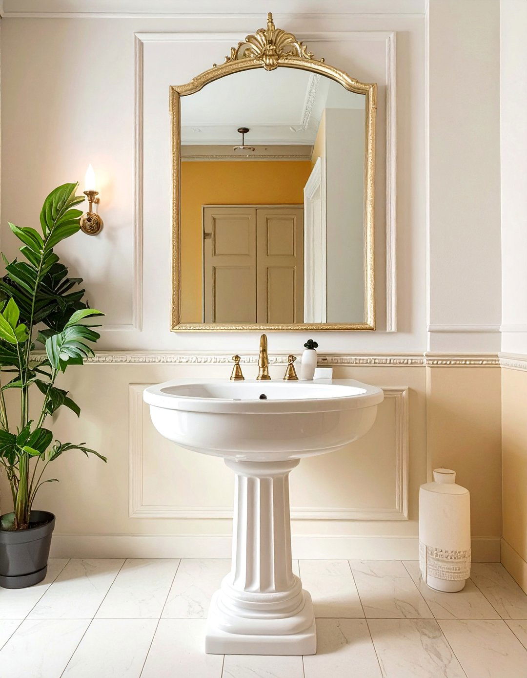Traditional Bathroom with a Pedestal Sink - 20 Traditional Bathroom Ideas for a Classic and Elegant Space