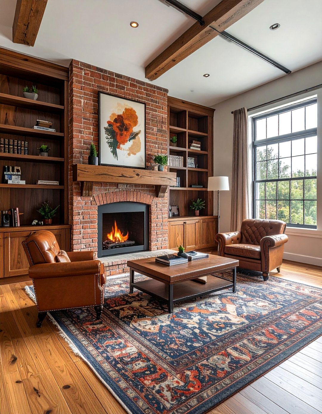 Traditional Brick Home Office Fireplace - 15 Home Offices With Fireplaces for Cozy Workspaces