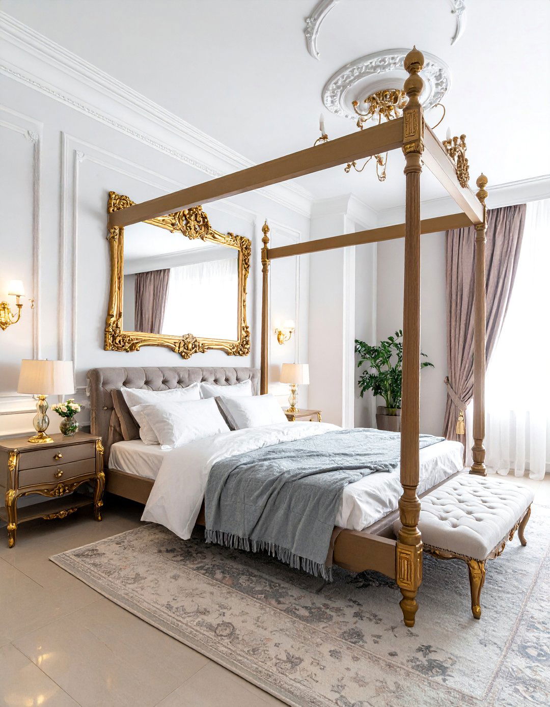 Traditional Ornate Framed Bedroom Mirror - 20 Mirror on Ceiling Above Bed Ideas for a Luxurious Touch