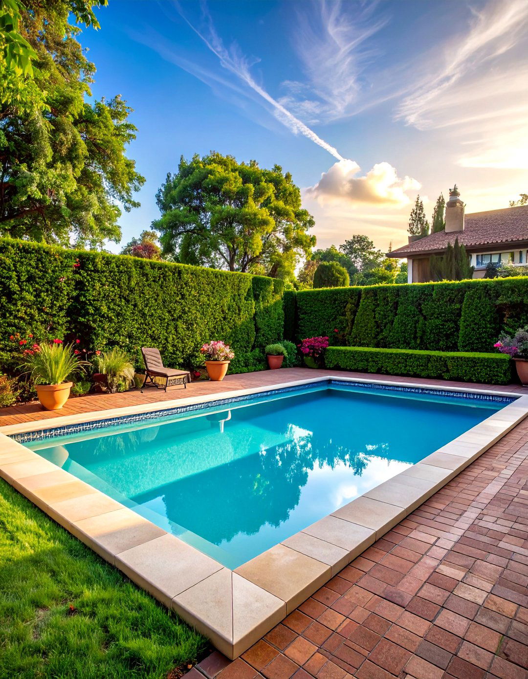 Traditional Rectangular Pool with Classic Features - 40 Swimming Pool Ideas for a Refreshing Backyard Oasis