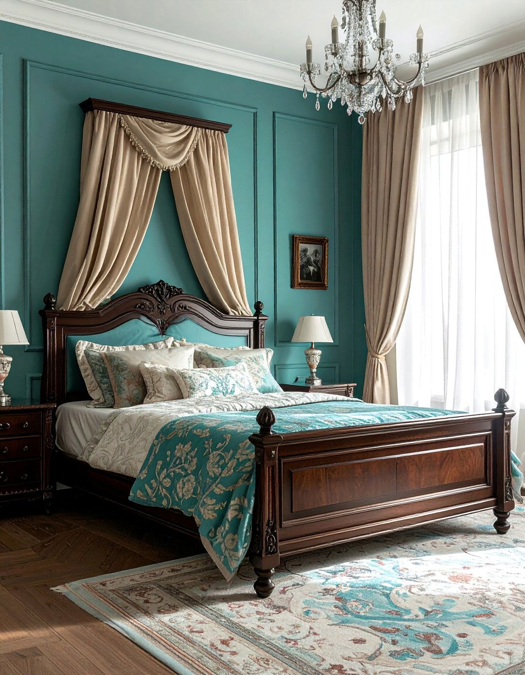 Traditional Turquoise Bedroom with Classic Furnishings - 15 Stunning Turquoise Bedroom Ideas for a Fresh Look