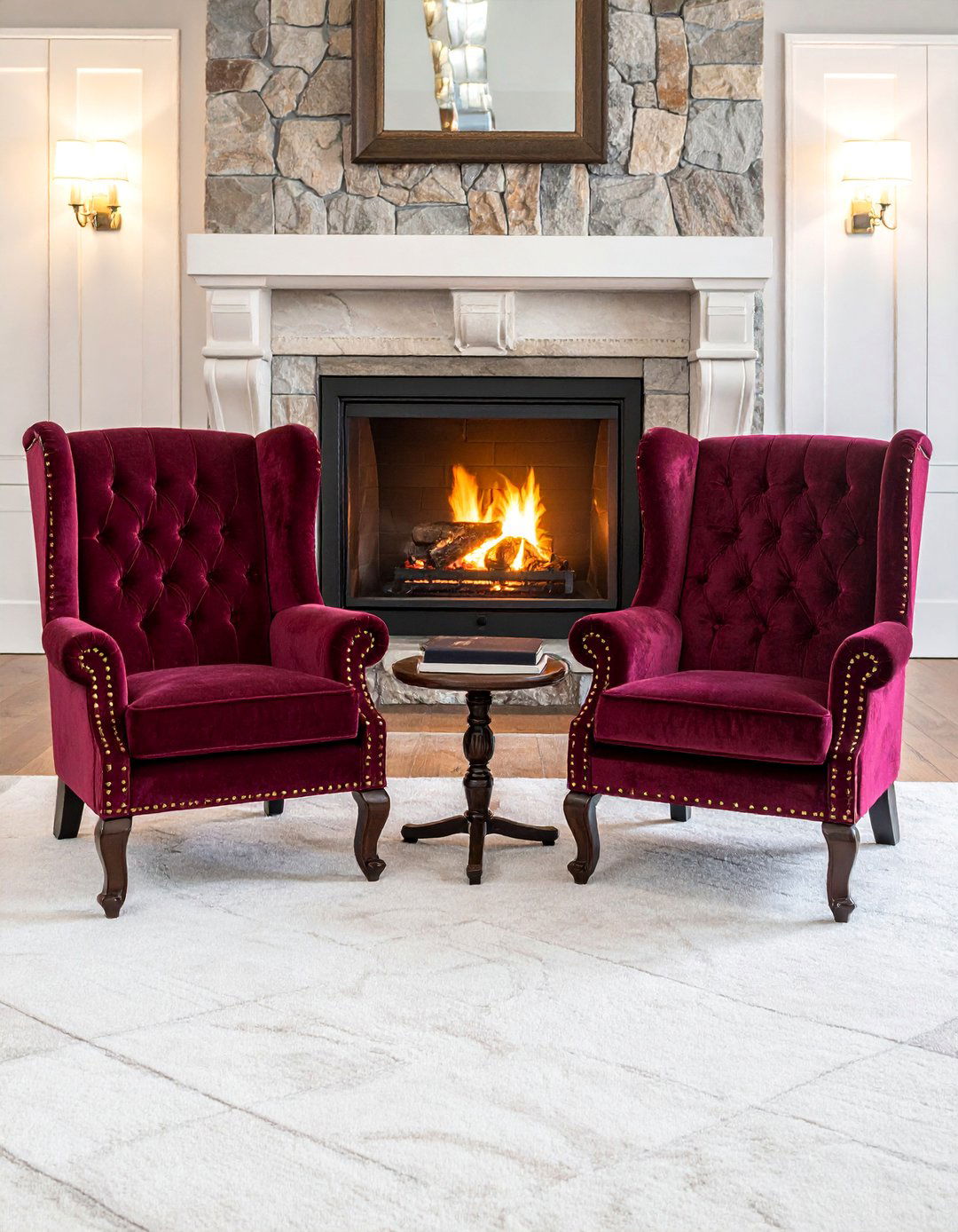 Traditional Wingback Reading Chairs - 20 Cozy Chairs in Front of Fireplace Ideas for Your Home