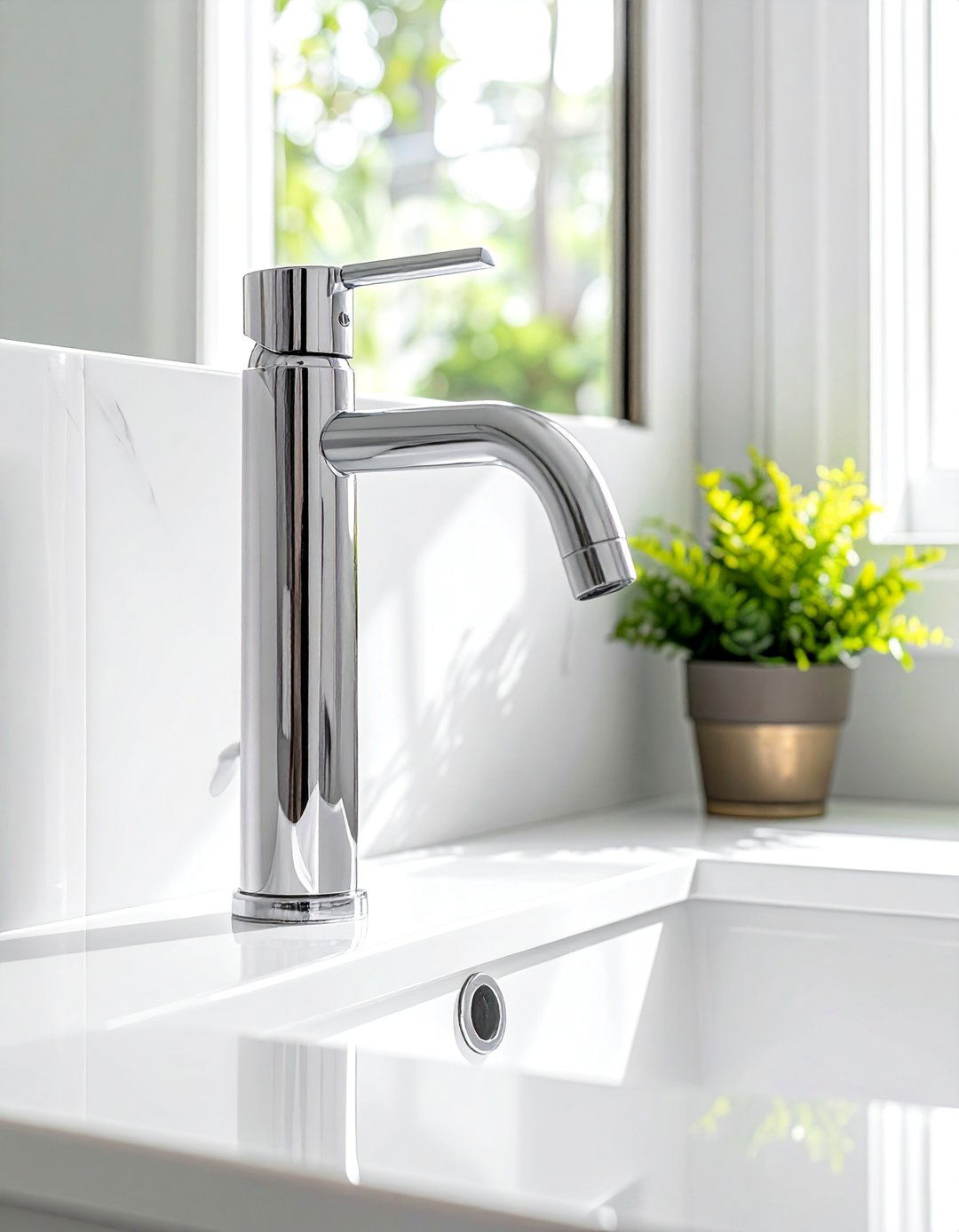 Transitional Bathroom with Polished Chrome Fixtures - 30 Transitional Bathroom Ideas for a Modern Yet Classic Look