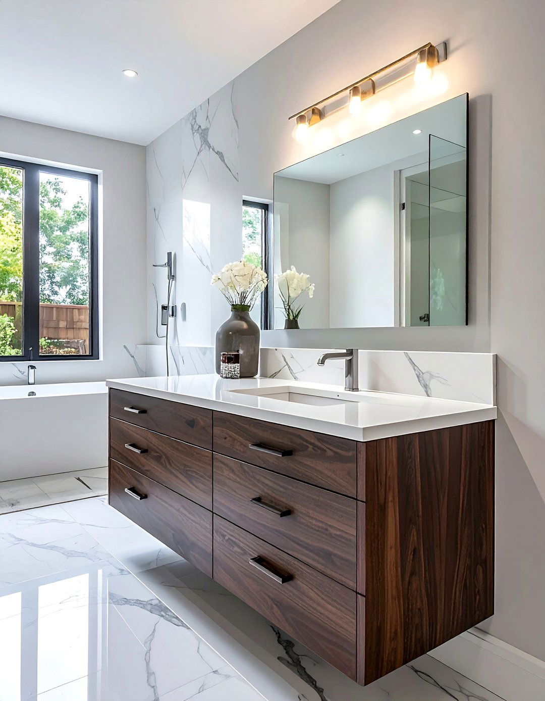 Transitional Bathroom with Quartz Countertops - 30 Transitional Bathroom Ideas for a Modern Yet Classic Look