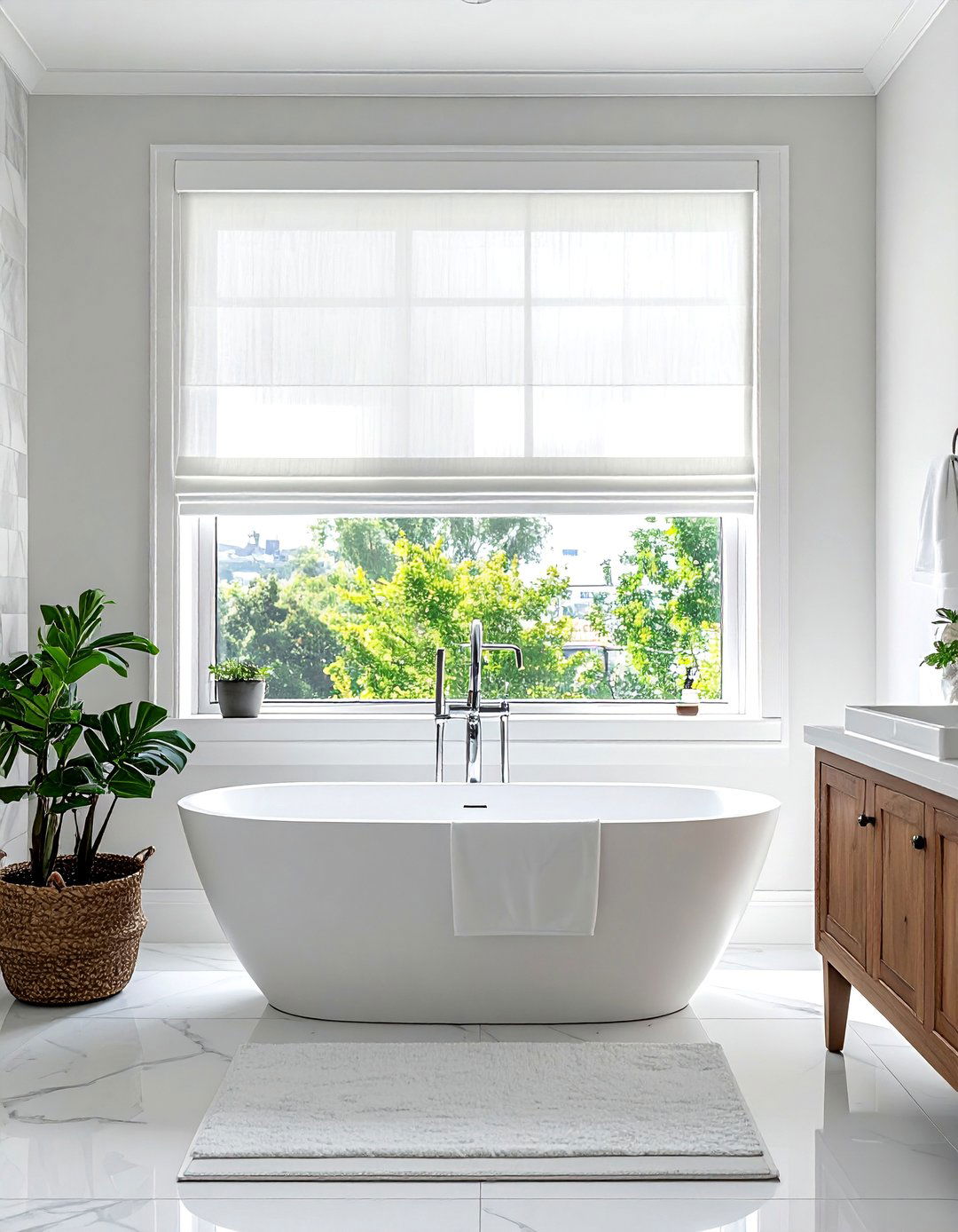 Transitional Bathroom with Window Treatments - 30 Transitional Bathroom Ideas for a Modern Yet Classic Look