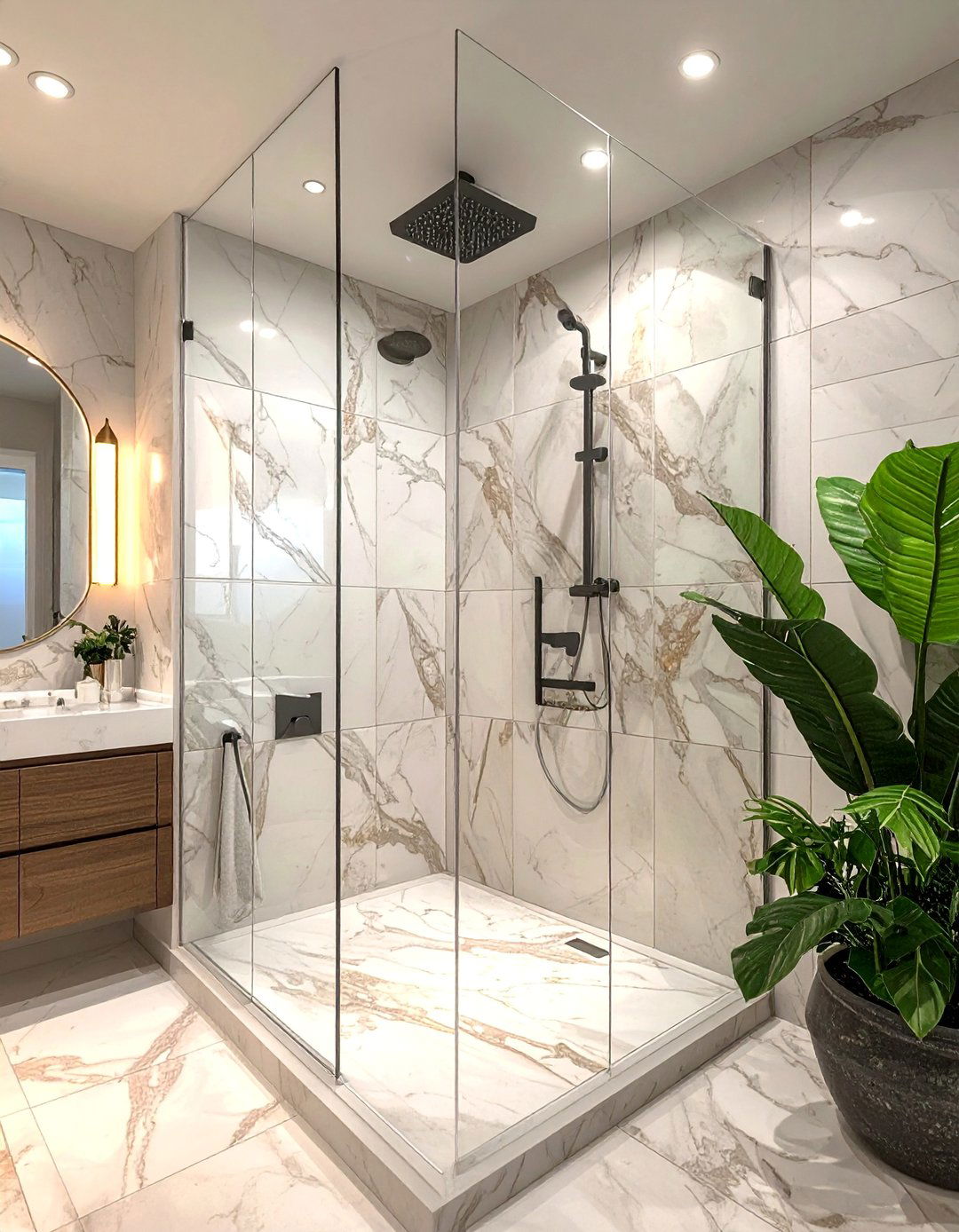 Transitional Bathroom with a Frameless Glass Shower - 30 Transitional Bathroom Ideas for a Modern Yet Classic Look