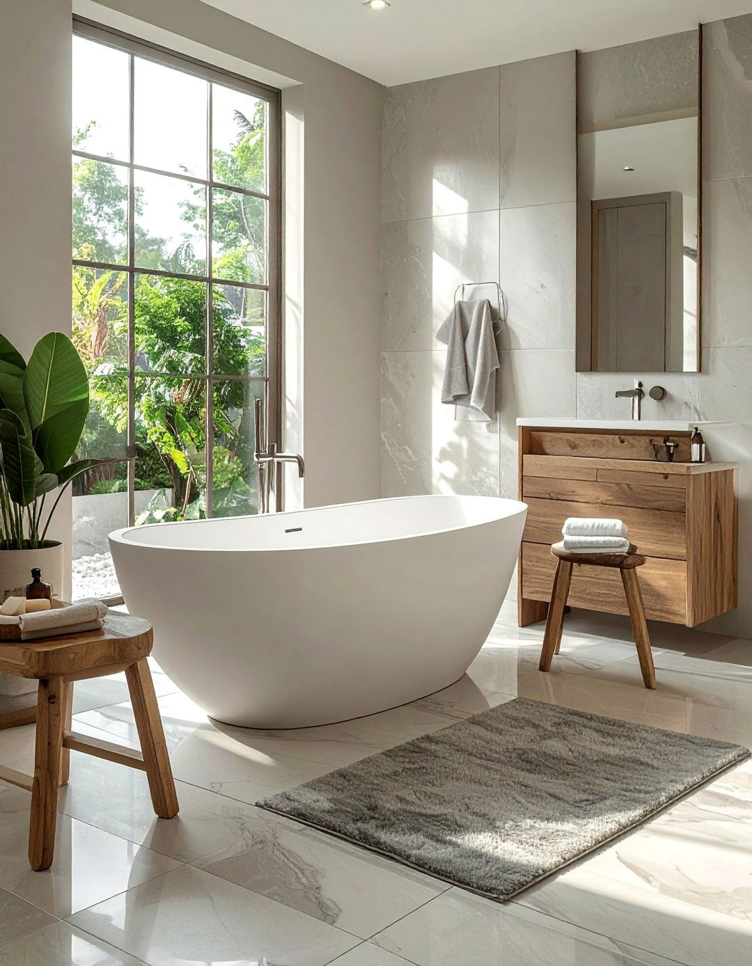 Transitional Bathroom with a Freestanding Tub - 30 Transitional Bathroom Ideas for a Modern Yet Classic Look