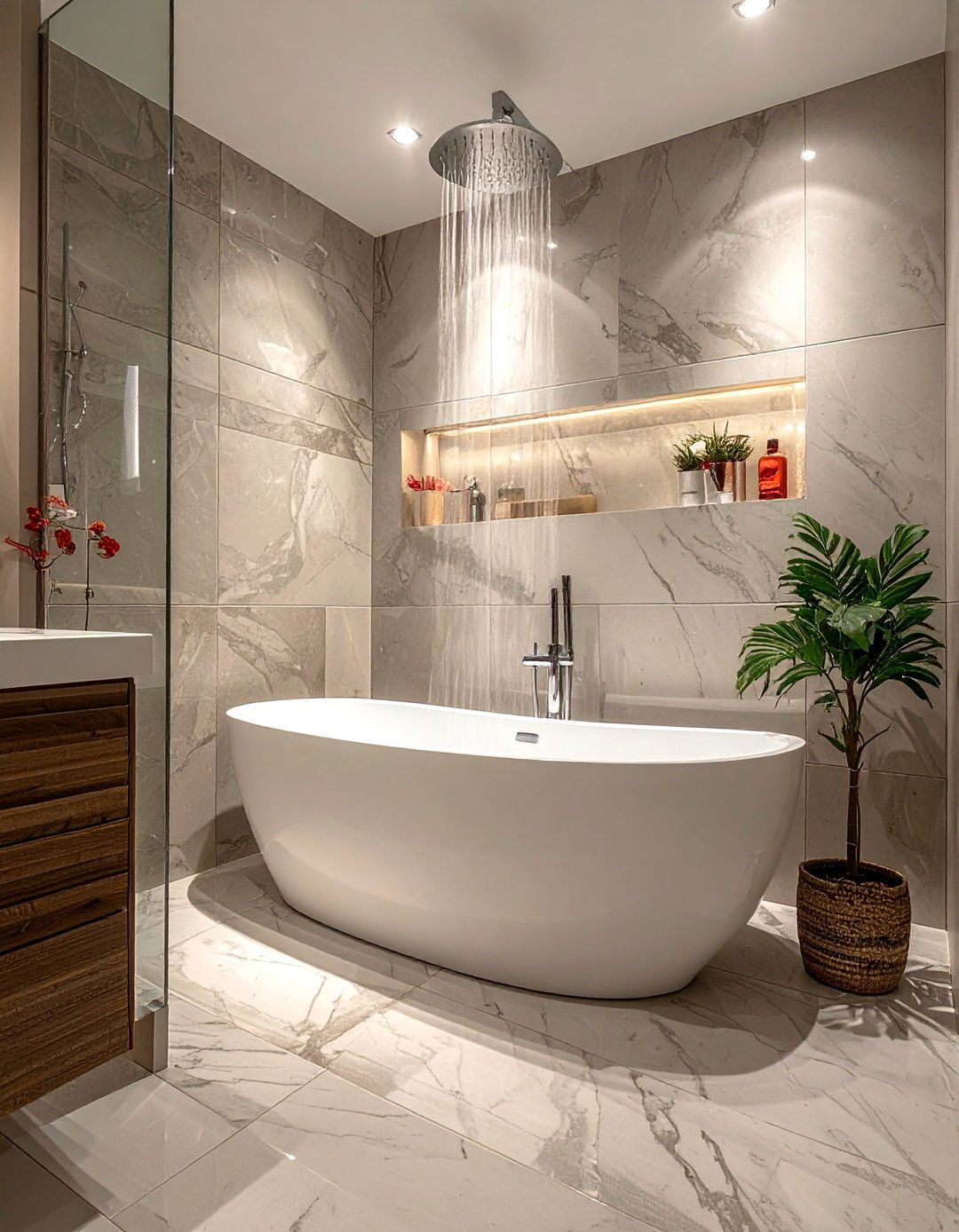 Transitional Bathroom with a Soaking Tub and Shower Combination - 30 Transitional Bathroom Ideas for a Modern Yet Classic Look