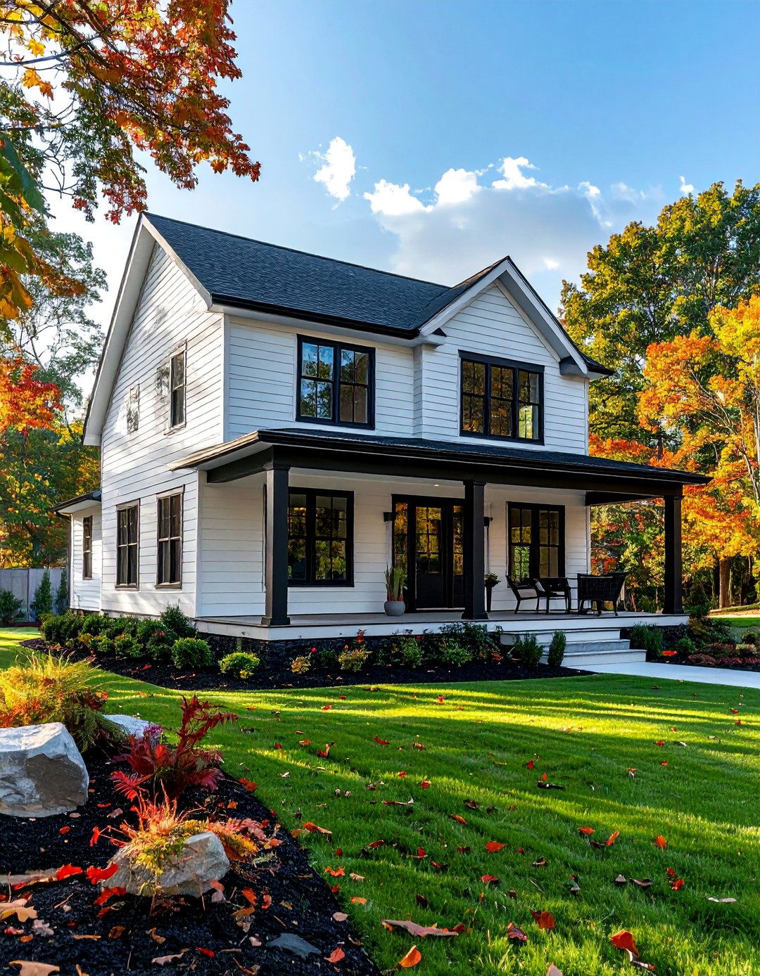 Transitional White Siding House - 20 White Siding House Designs for a Clean and Timeless Exterior
