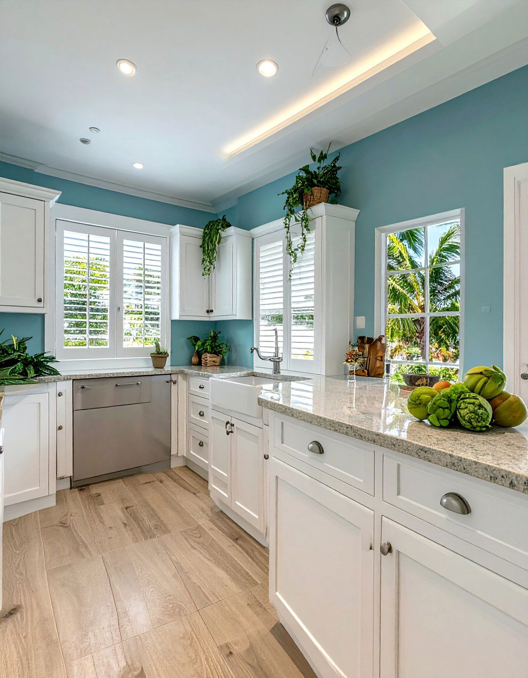 Tropical Kitchen Design with Louvered Cabinet Doors - 20 Tropical Kitchen Ideas to Bring Paradise Indoors