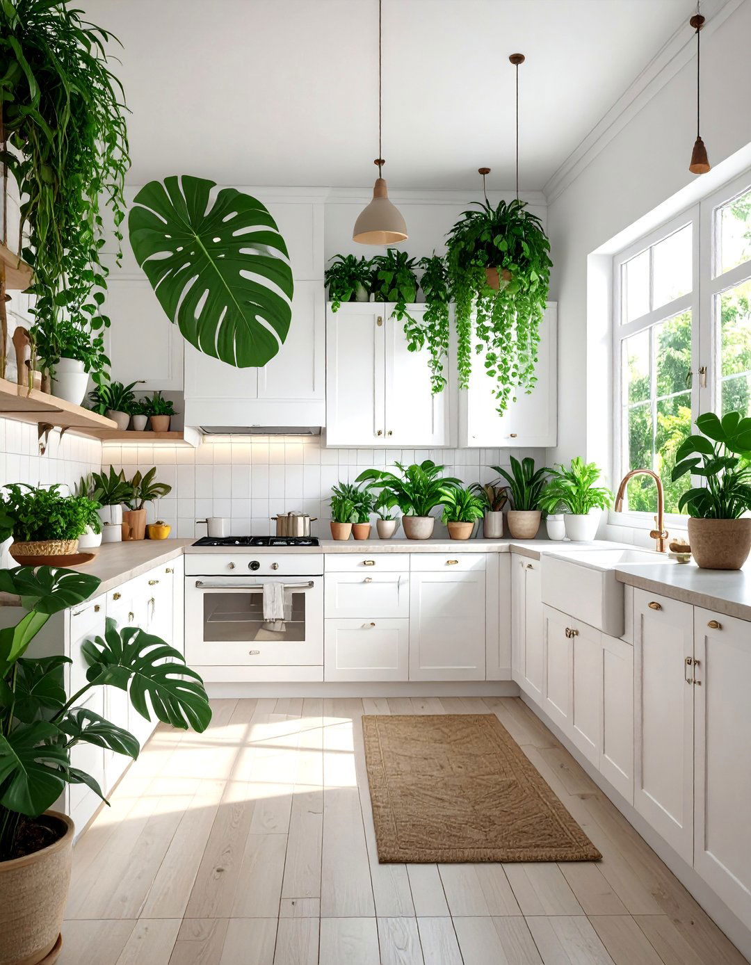 Tropical Kitchen Featuring Lush Indoor Plants - 20 Tropical Kitchen Ideas to Bring Paradise Indoors
