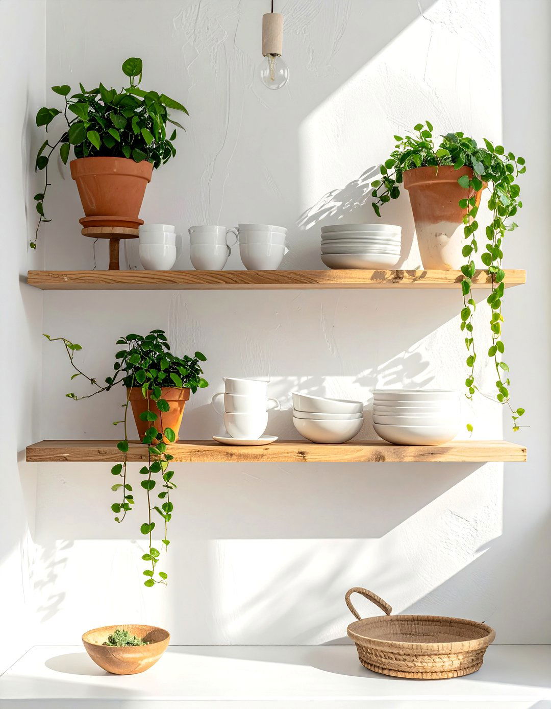 Tropical Kitchen with Open Shelving and Greenery - 20 Tropical Kitchen Ideas to Bring Paradise Indoors