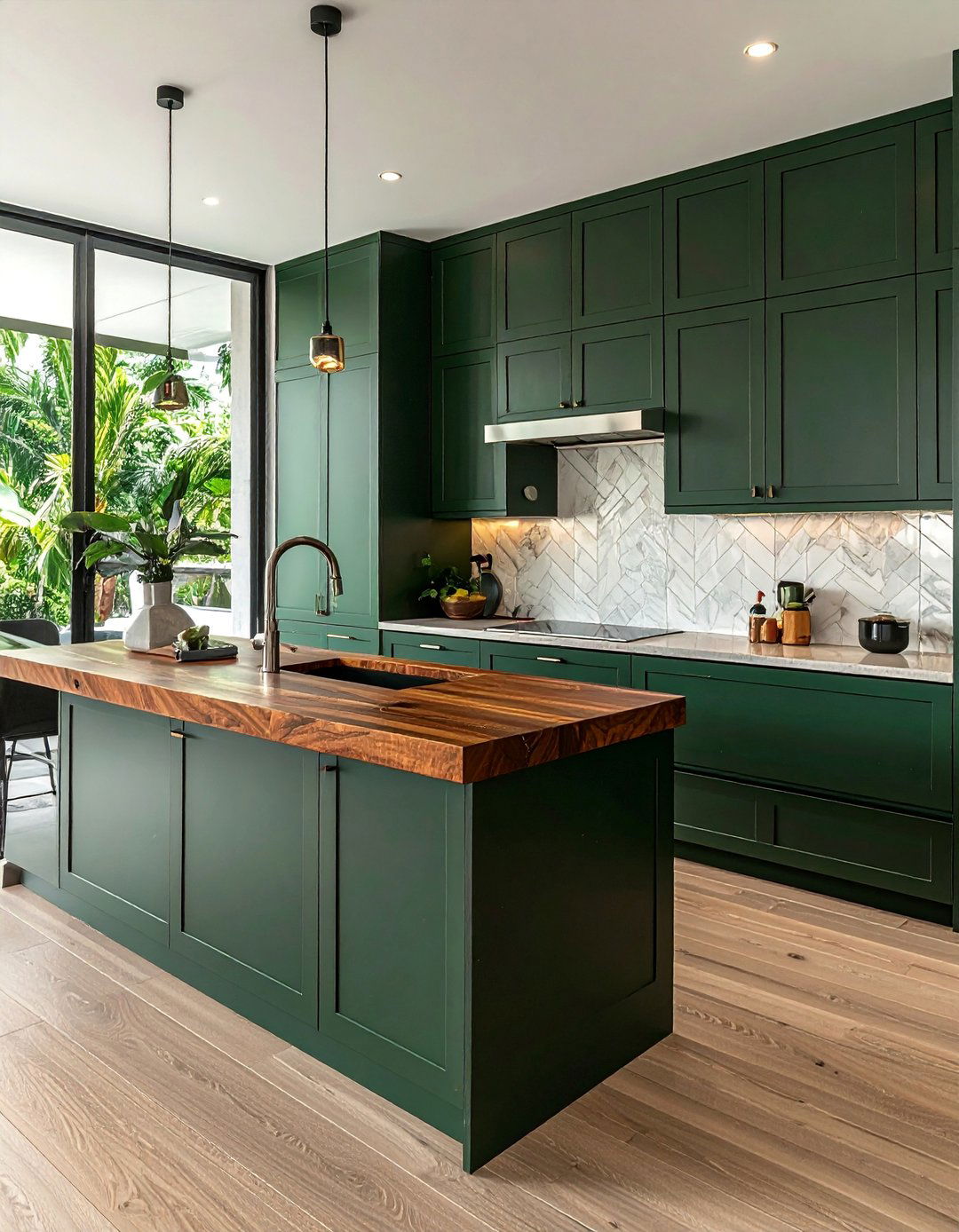 Tropical Kitchen with Teak Wood Countertops - 20 Tropical Kitchen Ideas to Bring Paradise Indoors