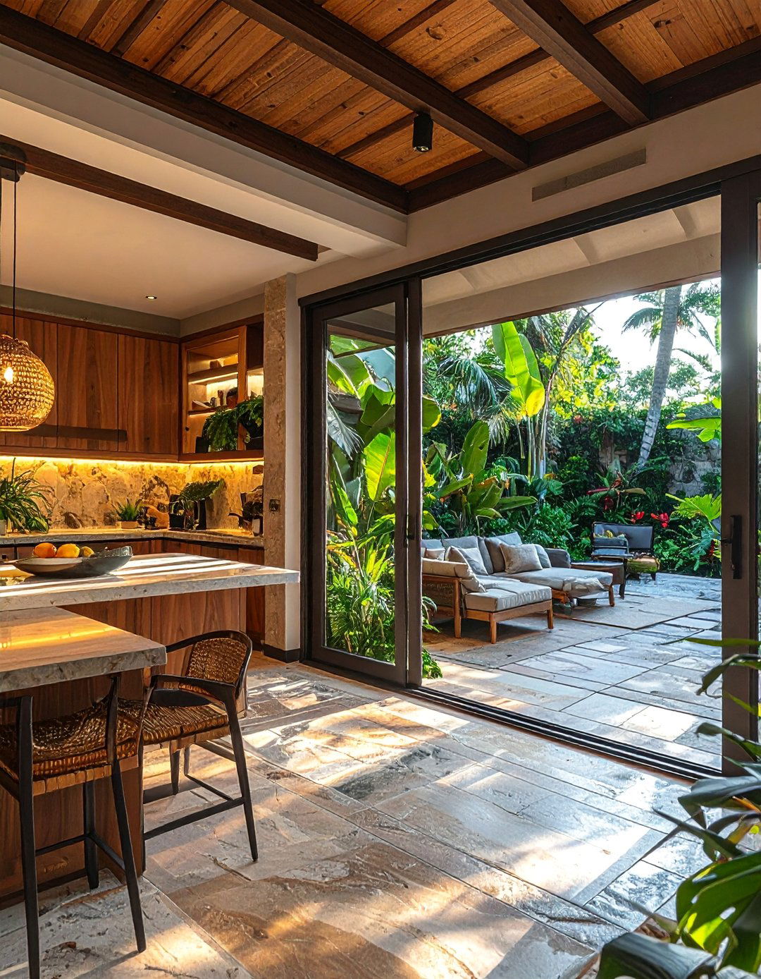 Tropical Kitchen with a Seamless Indoor Outdoor Flow - 20 Tropical Kitchen Ideas to Bring Paradise Indoors