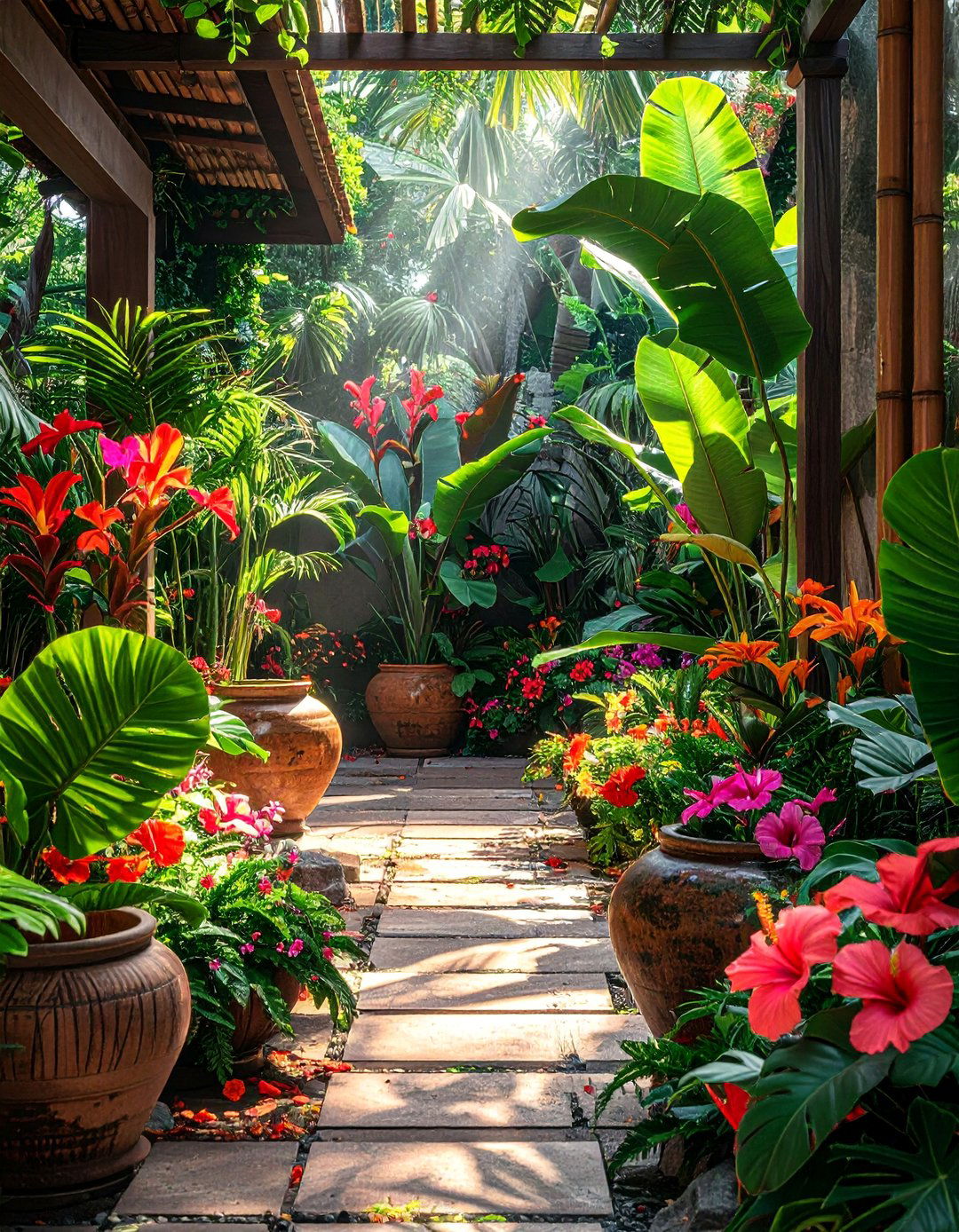 Tropical Paradise Container Garden - 25 Aesthetic Garden Ideas for a Beautiful Outdoor Space