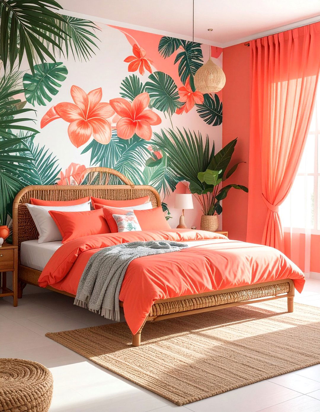 Tropical Themed Coral Bedroom - 25 Coral Bedroom Ideas for a Fresh and Vibrant Look