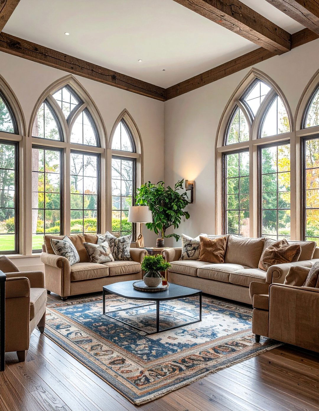 Tudor Arch Windows for Traditional Family Rooms - 30 Arch Window Design Ideas for Elegant Home Interiors
