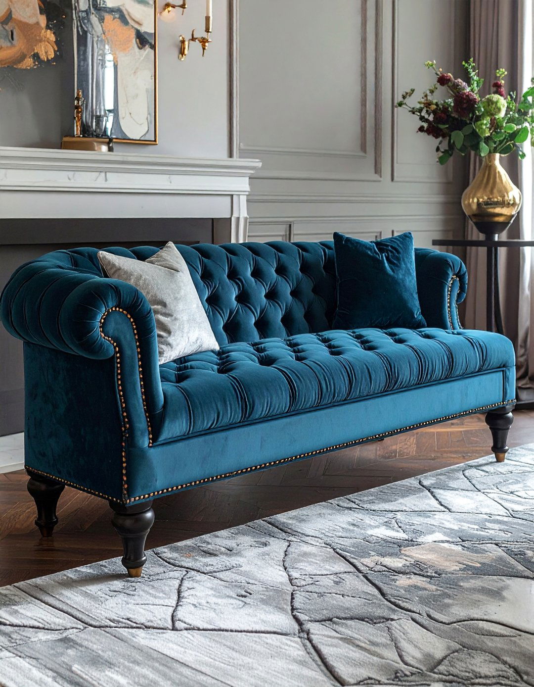 Tufted Fireplace Bench Elegance - 20 Fireplace Bench Ideas to Cozy Up Your Living Room